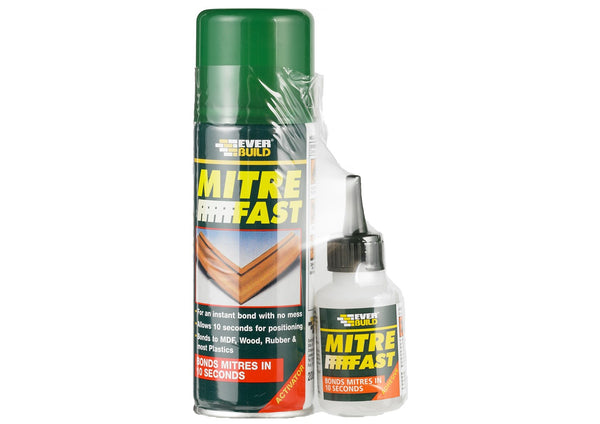 EVERBUILD MITRE FAST SUPERGLUE 50g & ACTIVATOR 200ML SUPER GLUE BONDING KIT