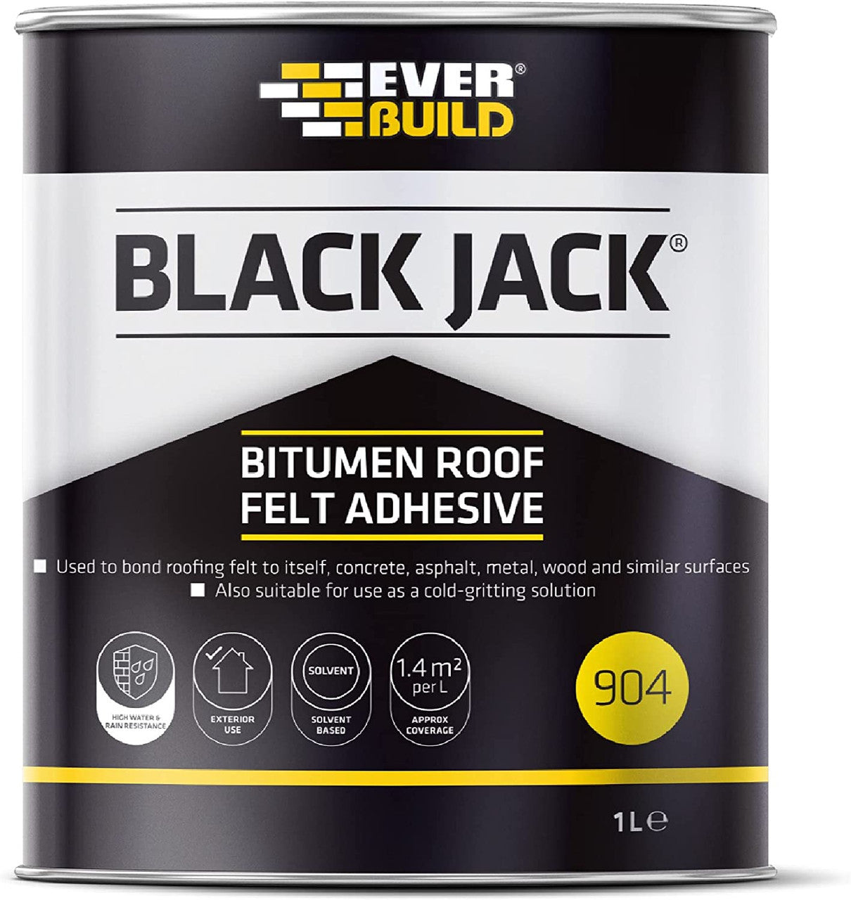 Everbuild 904 Black Jack Bitumen Roof Felt Adhesive - 1 Litre