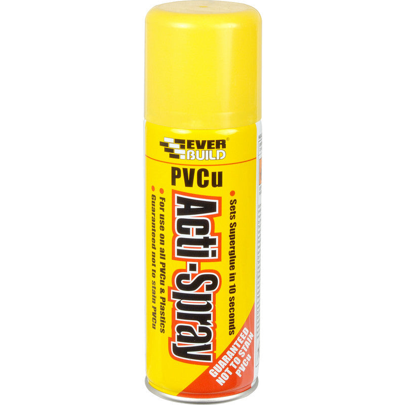 Everbuild PVCu Acti-Spray Aerosol Activator (use to rapidly set superglue), Clear, 200 ml