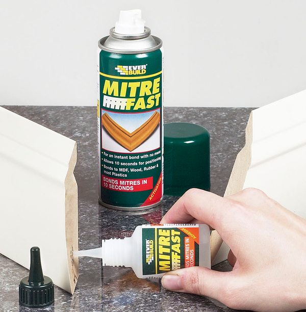 EVERBUILD MITRE FAST SUPERGLUE 50g & ACTIVATOR 200ML SUPER GLUE BONDING KIT